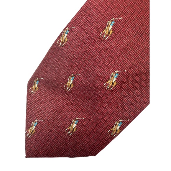 Polo Ralph Lauren Other - VTG Polo Ralph Lauren Necktie Burgundy Silk Polo Pony Embroidered Preppy 3.5"